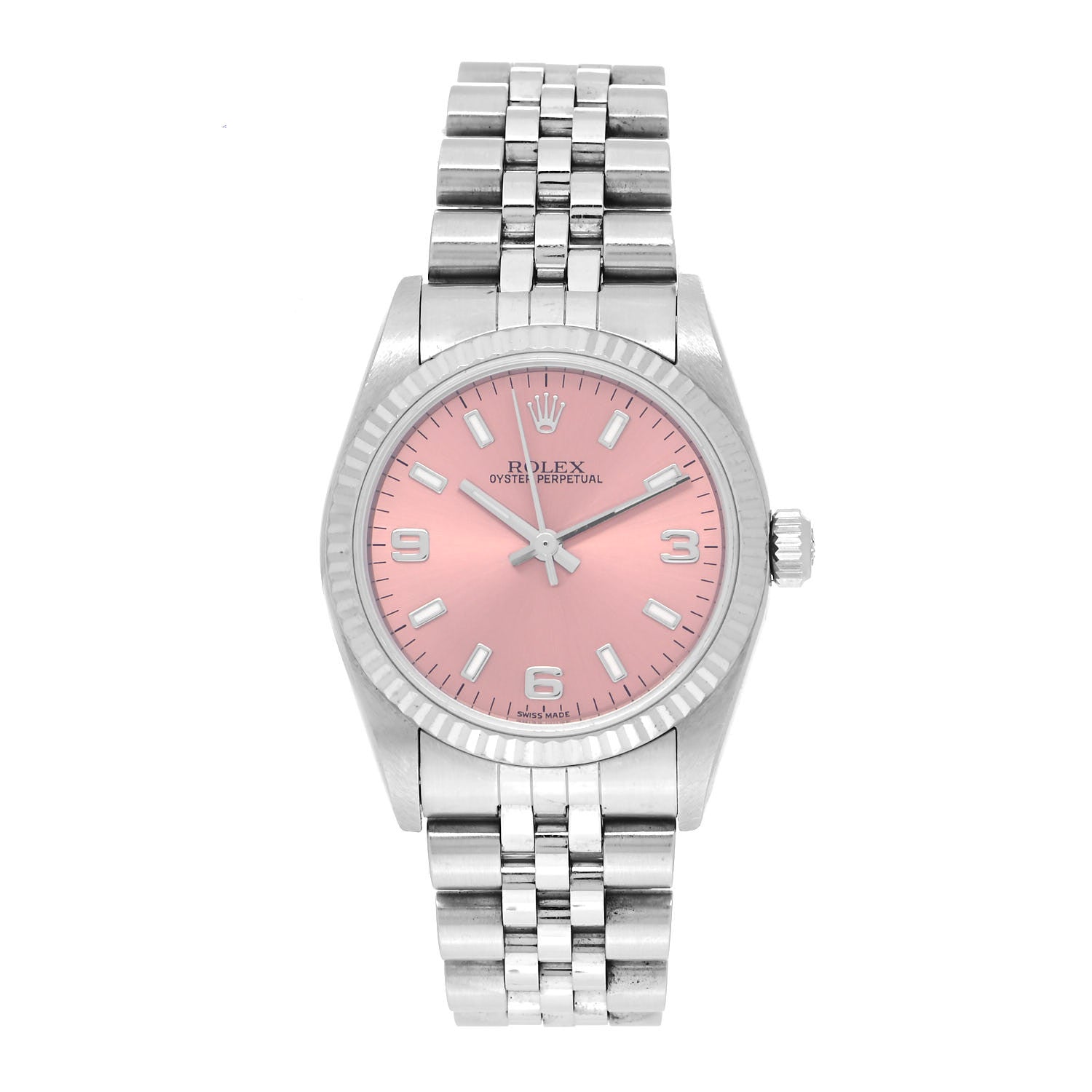 Rolex Stainless Steel 18K White Gold 31mm Oyster Perpetual Datejust Watch Pink 77014 1 of 5