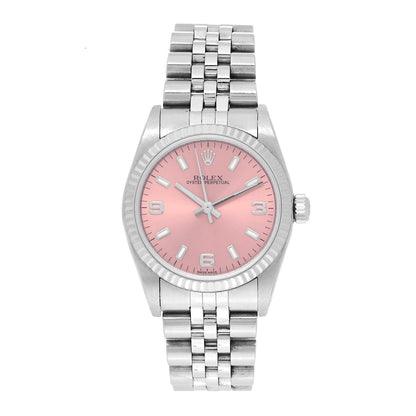 Rolex Stainless Steel 18K White Gold 31mm Oyster Perpetual Datejust Watch Pink 77014 1 of 5
