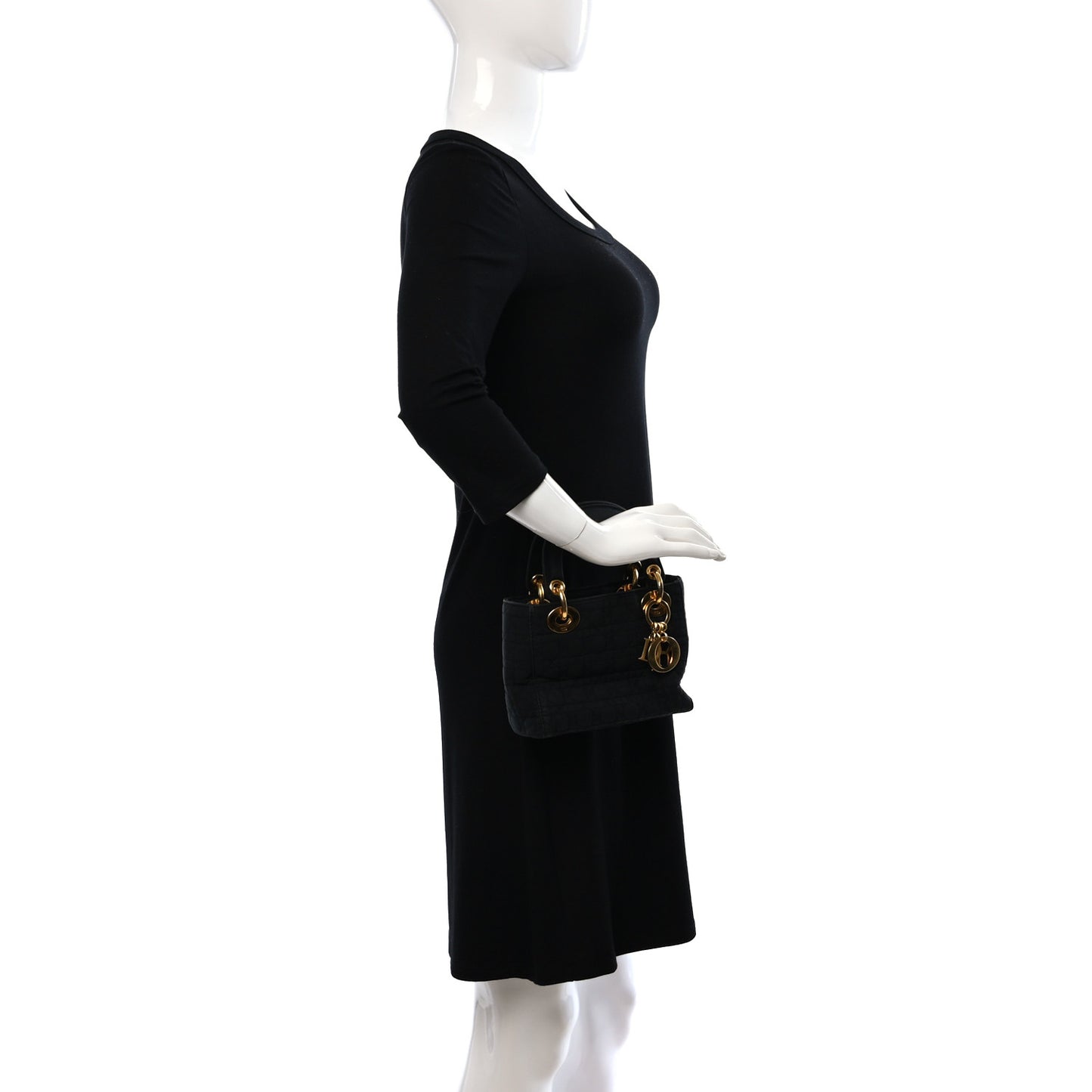 Nylon Cannage Mini Lady Dior Black