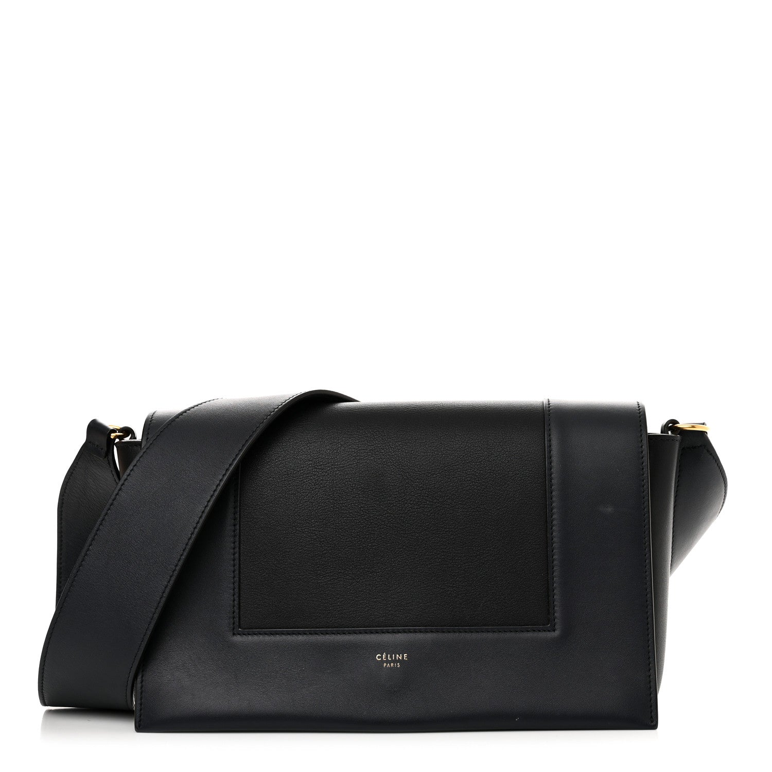 Celine Shiny Smooth Calfskin Medium Frame Shoulder Bag Black Navy 1 of 10