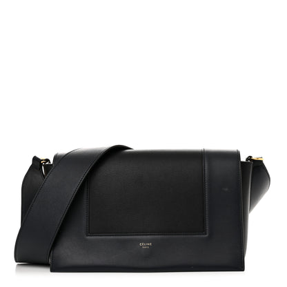 Celine Shiny Smooth Calfskin Medium Frame Shoulder Bag Black Navy 1 of 10
