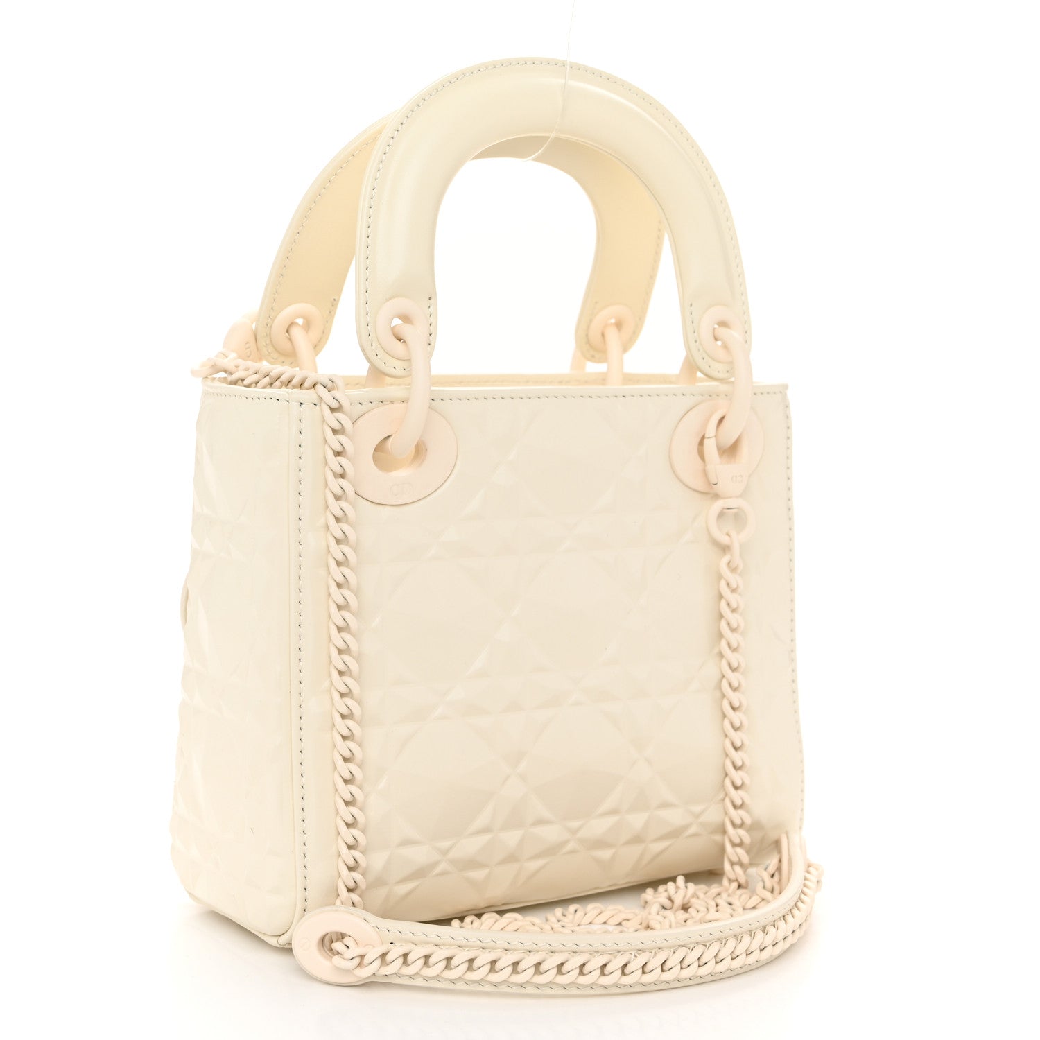 Christian Dior Calfskin Cannage Diamond Mini Lady Dior White 3 of 10