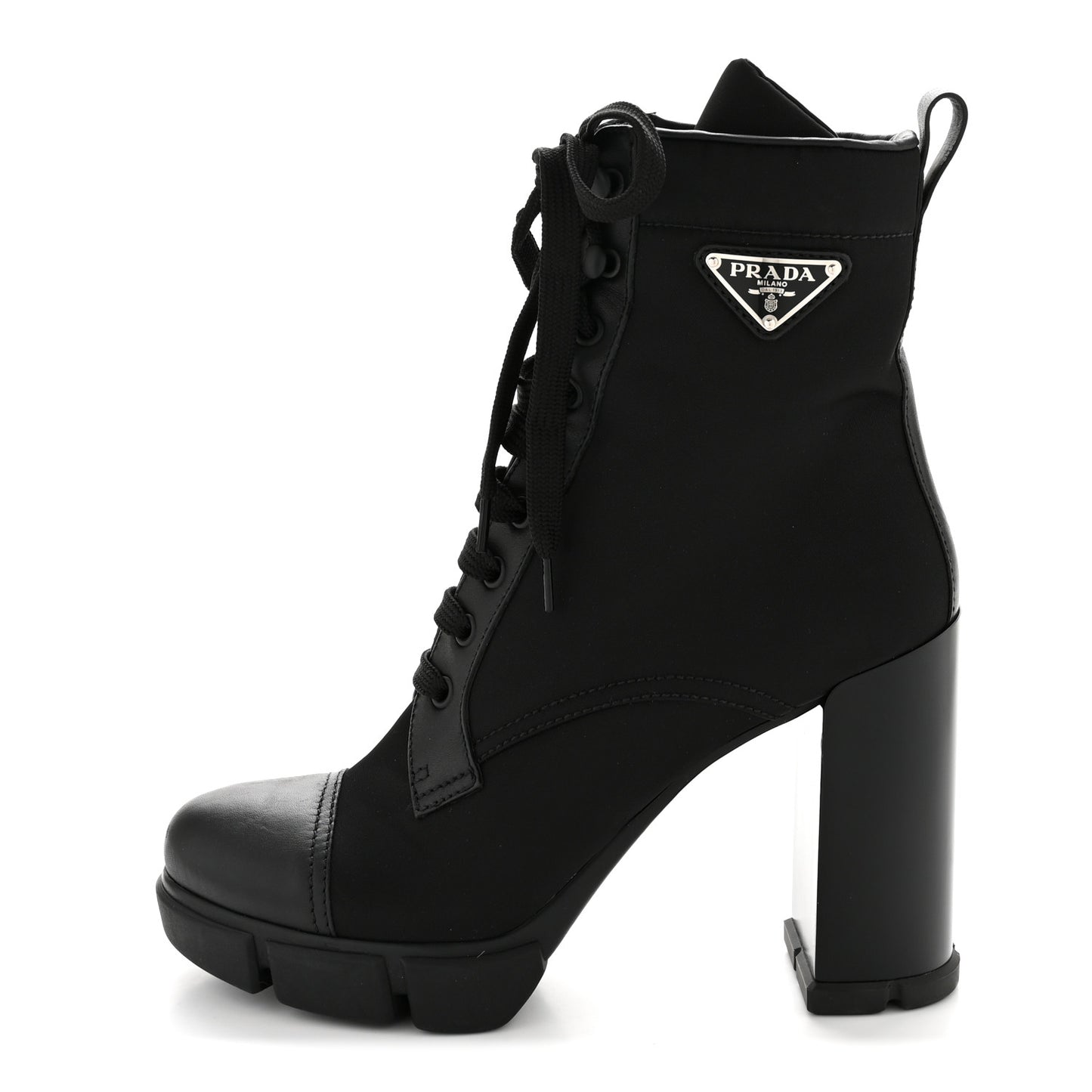 Spazzolato Re-Nylon Metal Triangle Logo 110mm Ankle Boots 40 Black