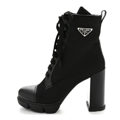 Prada Spazzolato Re-Nylon Metal Triangle Logo 110mm Ankle Boots 40 Black 1 of 12