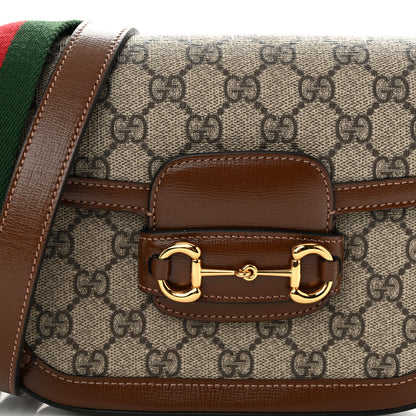Gucci GG Supreme Monogram Azalea Calfskin Web Mini Horsebit 1955 Shoulder Bag Beige Ebony Brown Sugar 8 of 11