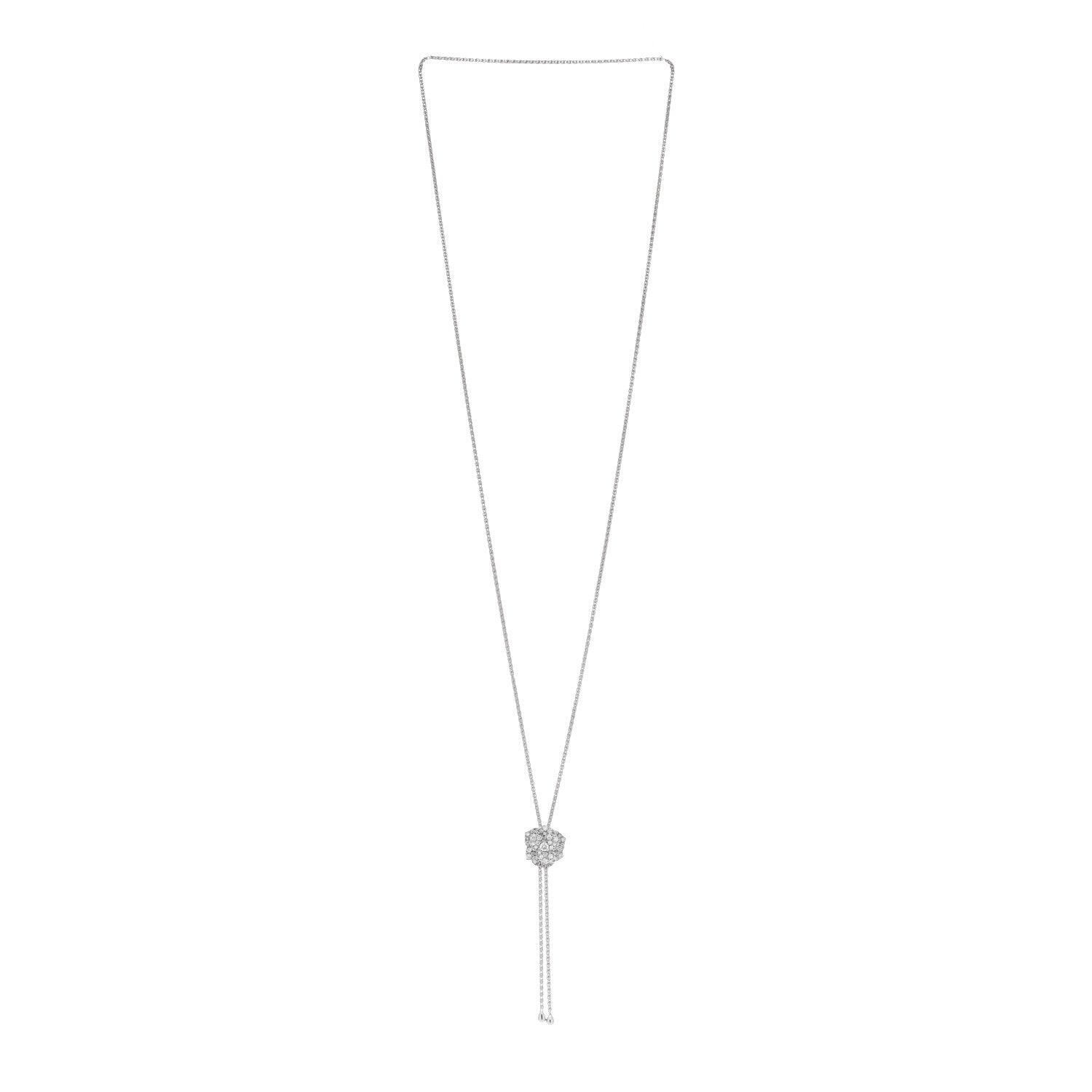 Piaget 18K White Gold Diamond Rose Lariat Pendant Necklace 3 of 5