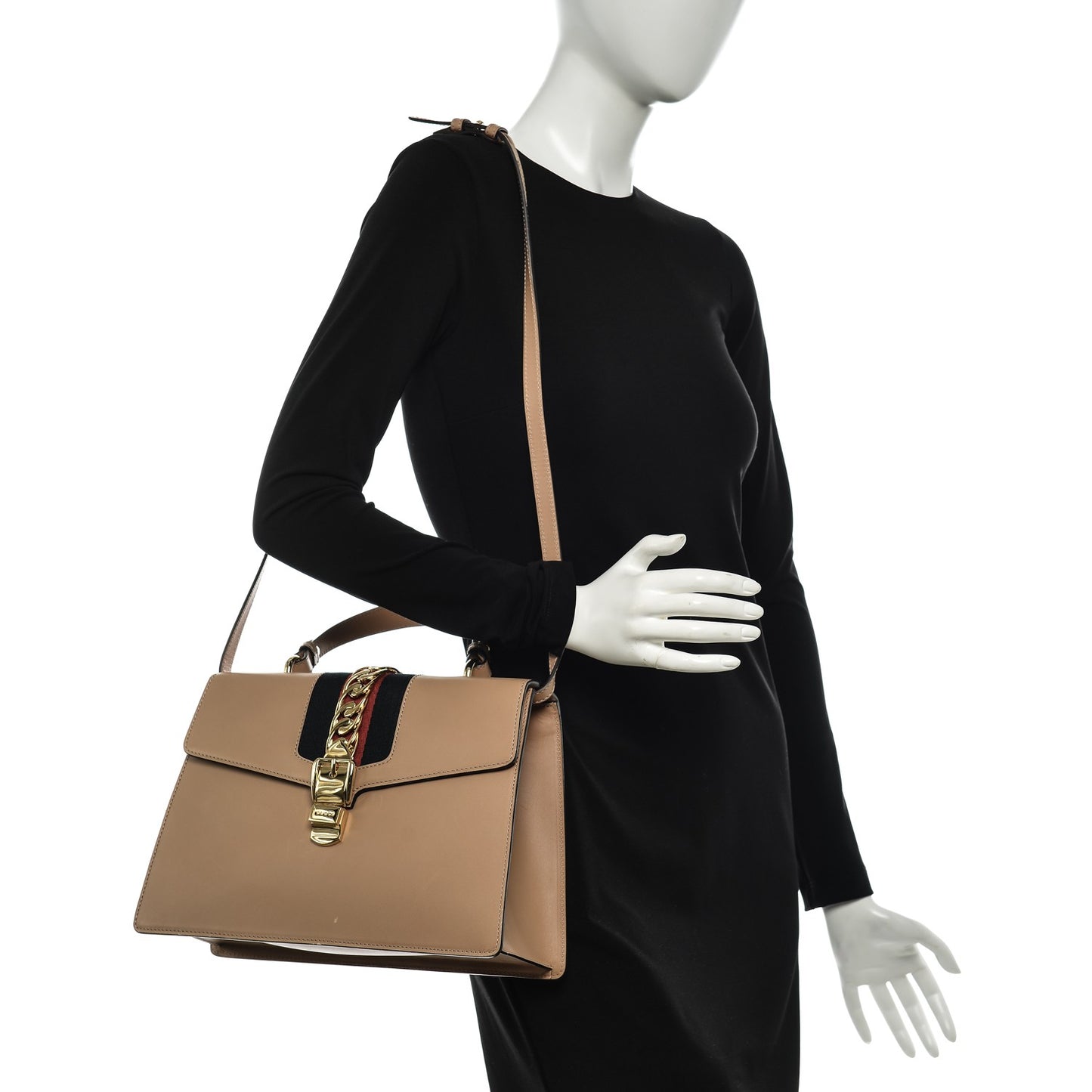 Vitello Fontanella Medium Sylvie Top Handle Bag Camel