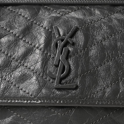 Saint Laurent Crinkled Calfskin Matelasse Monogram Medium Niki Chain Satchel Storm 8 of 10