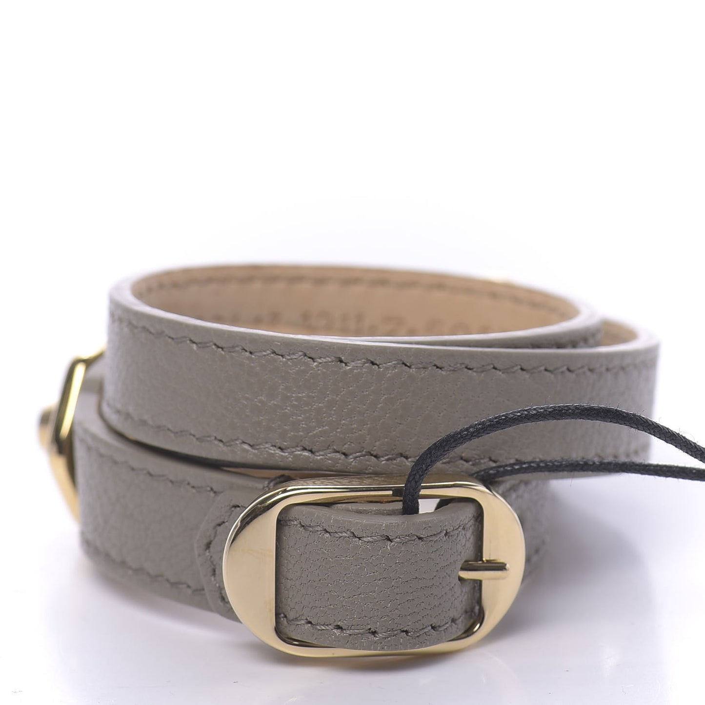 Chevre Hamilton Gold Metallic Edge Hardware Triple Tour Bracelet S Gris Taupe