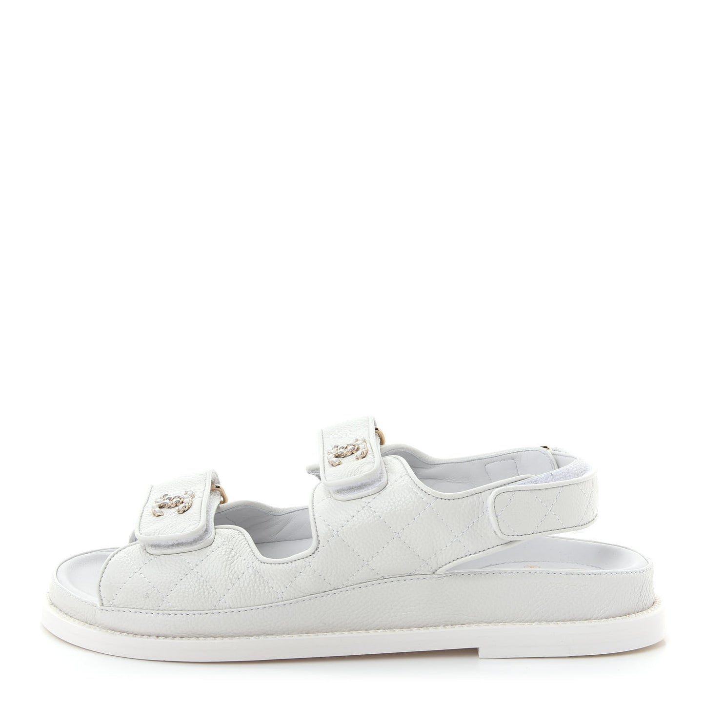 Grained Calfskin Velcro Dad Sandals 39.5 White