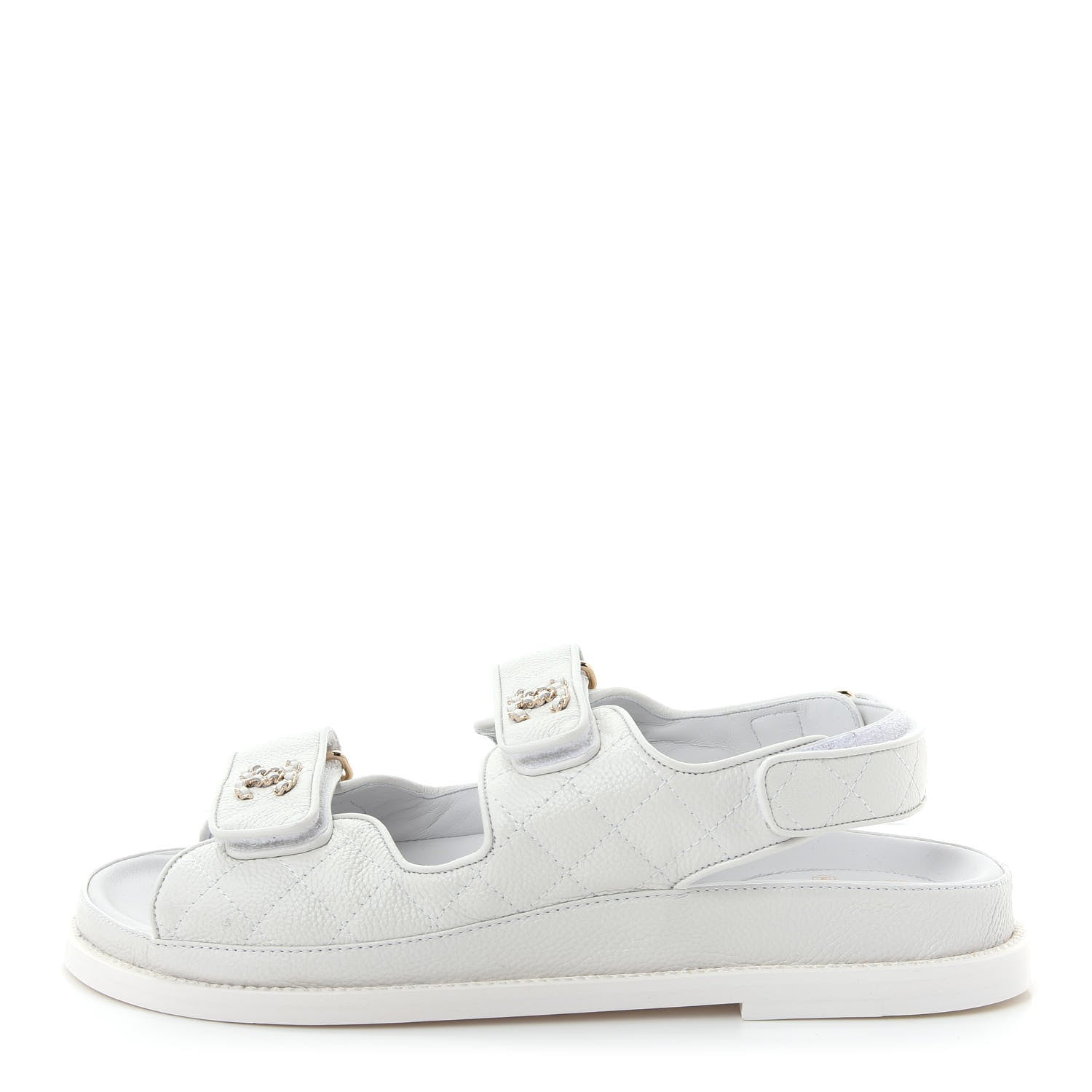 Chanel Grained Calfskin Velcro Dad Sandals 39.5 White 1 of 11