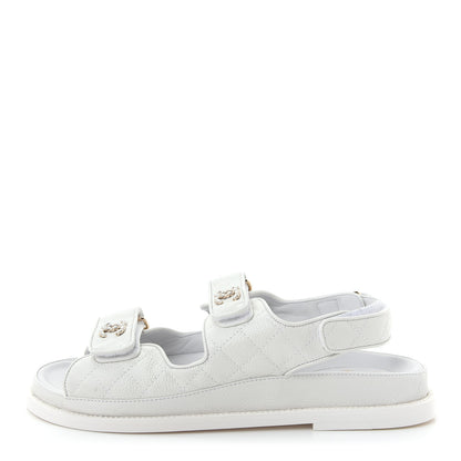 Chanel Grained Calfskin Velcro Dad Sandals 39.5 White 1 of 11