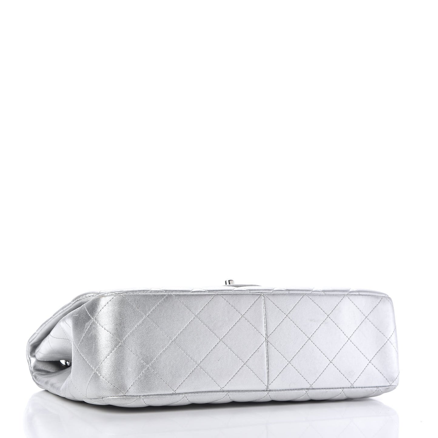Metallic Lambskin Quilted Jumbo Single Flap Silver
