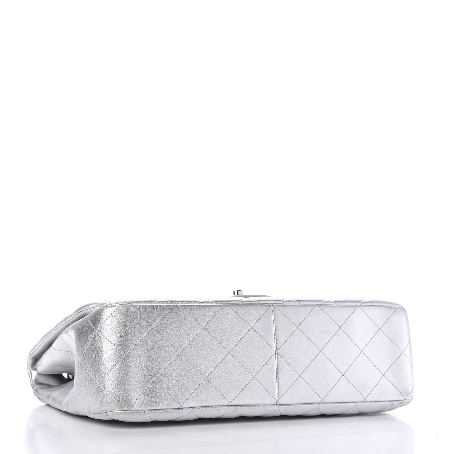 Chanel Metallic Lambskin Quilted Jumbo Single Flap Silver 4 of 10