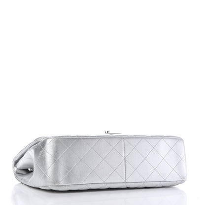 Chanel Metallic Lambskin Quilted Jumbo Single Flap Silver 4 of 10