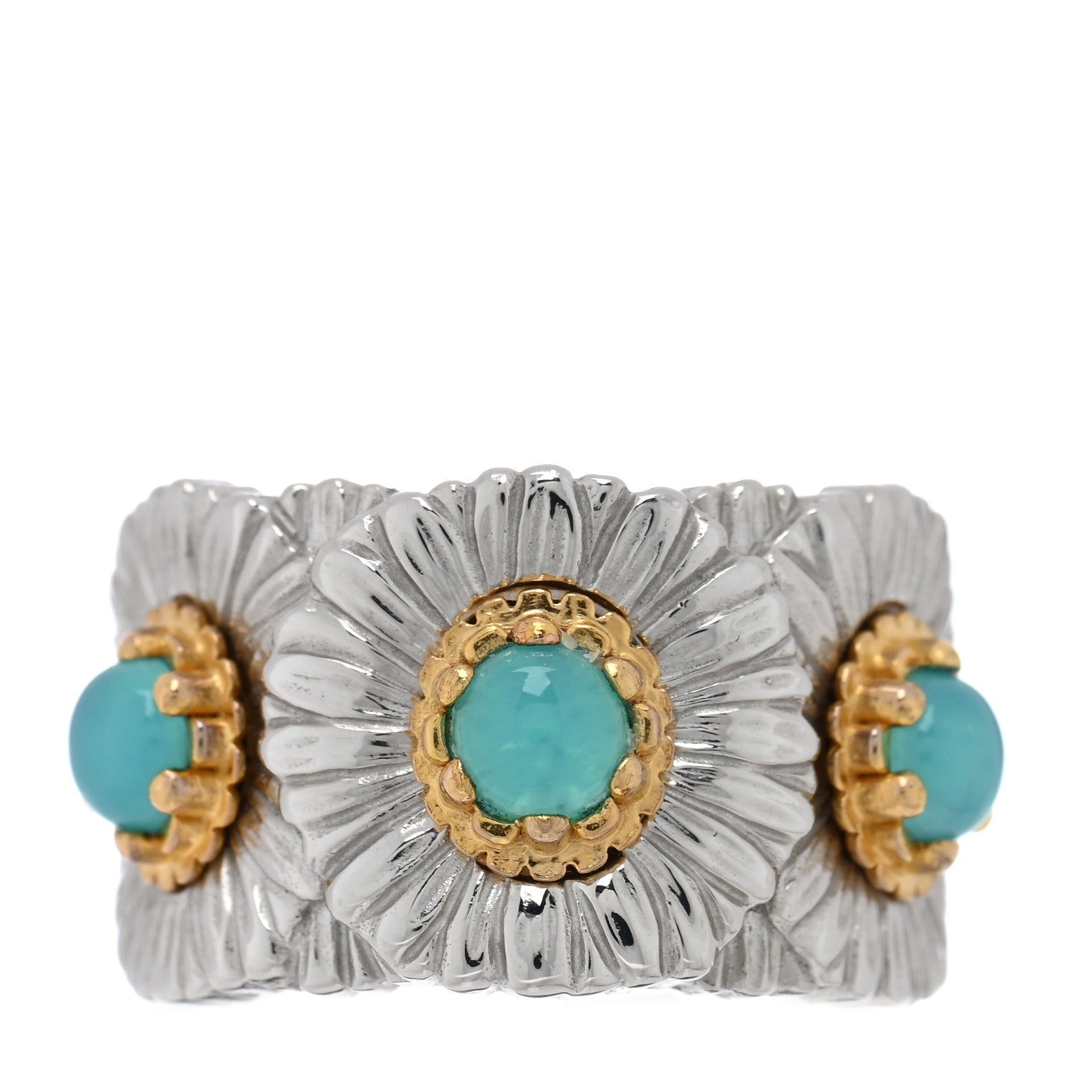 Buccellati Sterling Silver Gold Vermeil Blue Agate Blossoms Daisy Color Eternelle Ring 50 5.25 1 of 5