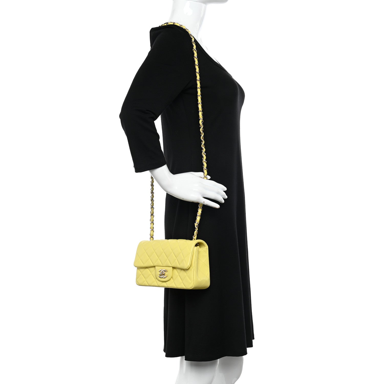 Chanel Lambskin Quilted Mini Rectangular Flap Light Yellow 2 of 11