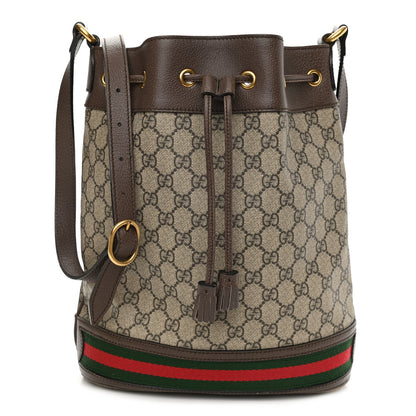 Gucci GG Supreme Monogram Web Ophidia Bucket Bag Brown 1 of 11