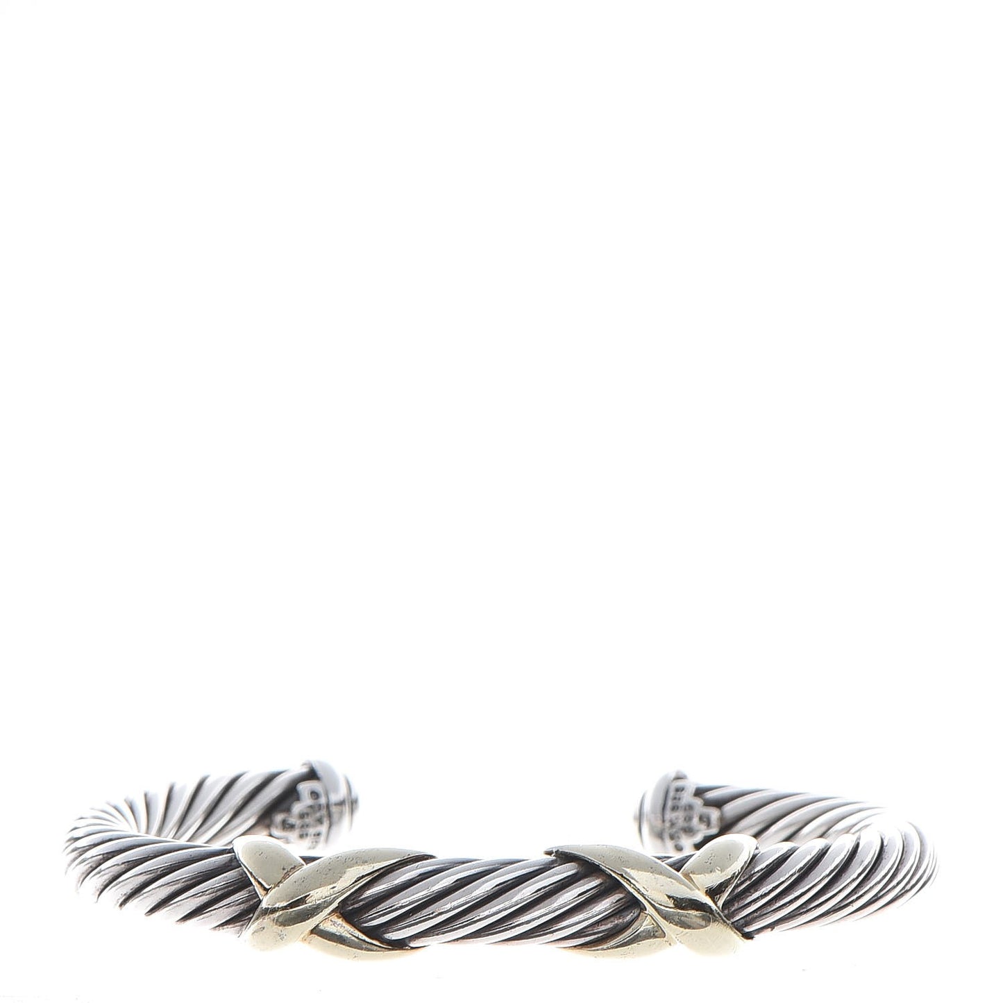 Sterling Silver 14K Yellow Gold 7mm Double X Cable Bracelet