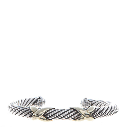 David Yurman Sterling Silver 14K Yellow Gold 7mm Double X Cable Bracelet 1 of 5