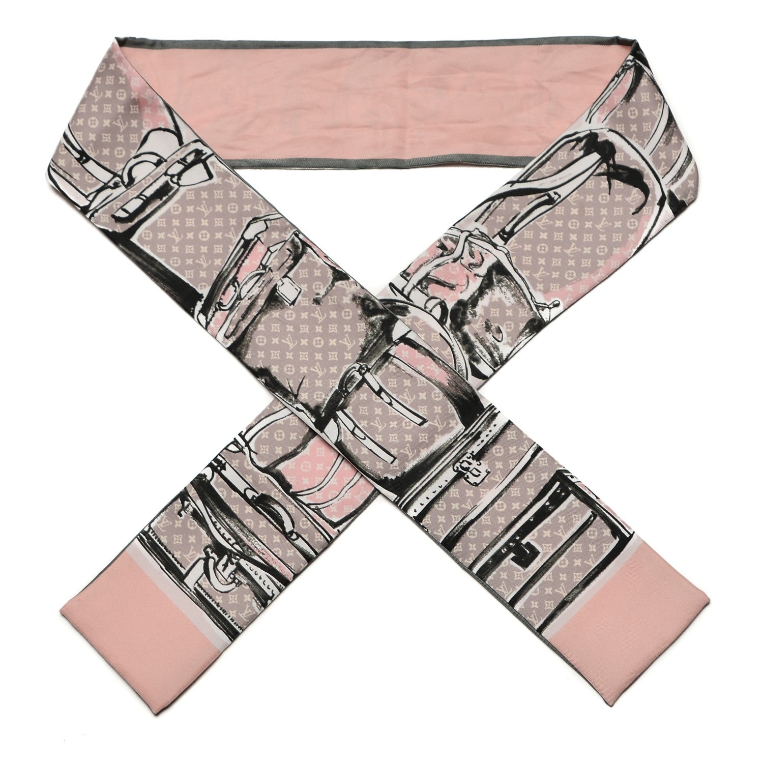 Louis Vuitton Silk Monogram Trunks Bandeau Rose Poudre 1 of 4