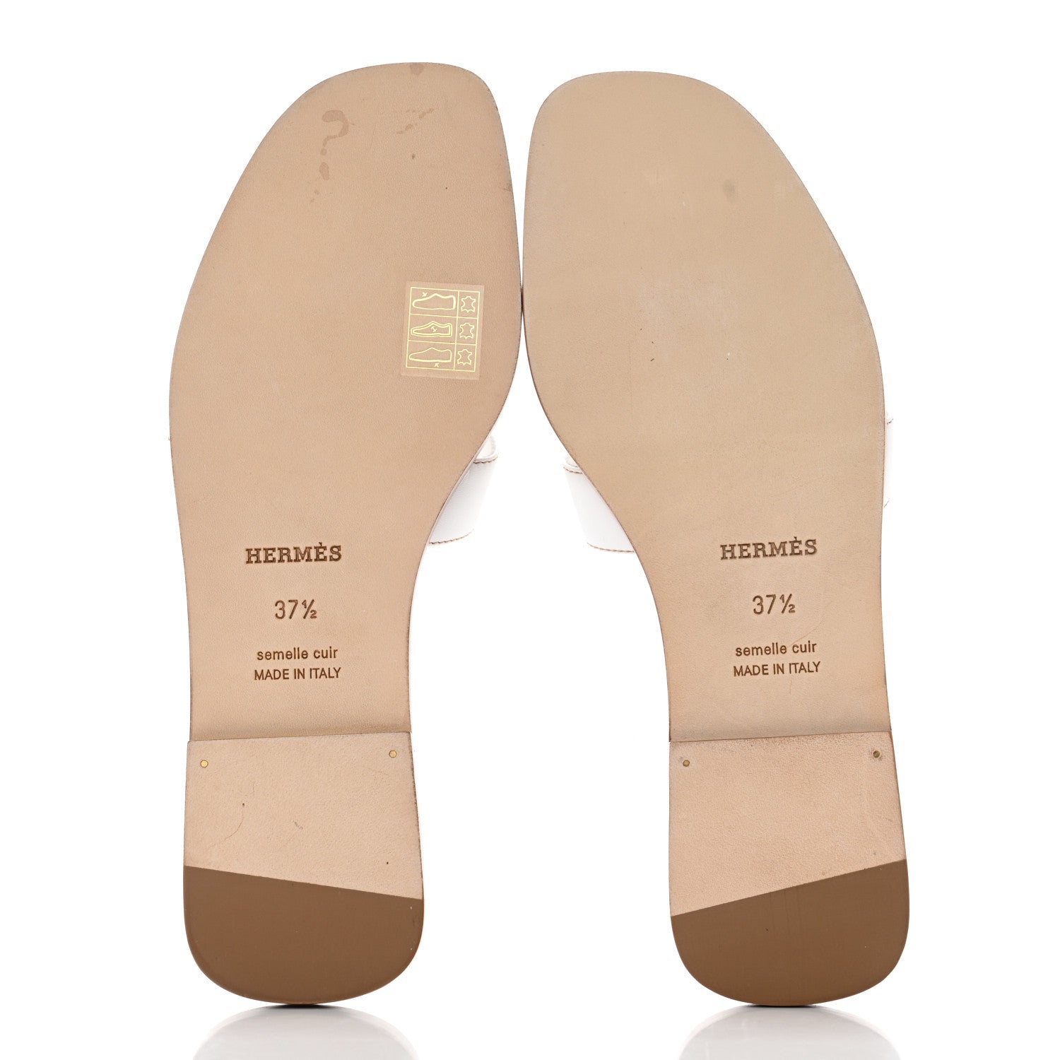 Hermes Box Calfskin Oran Sandals 37.5 White 5 of 9