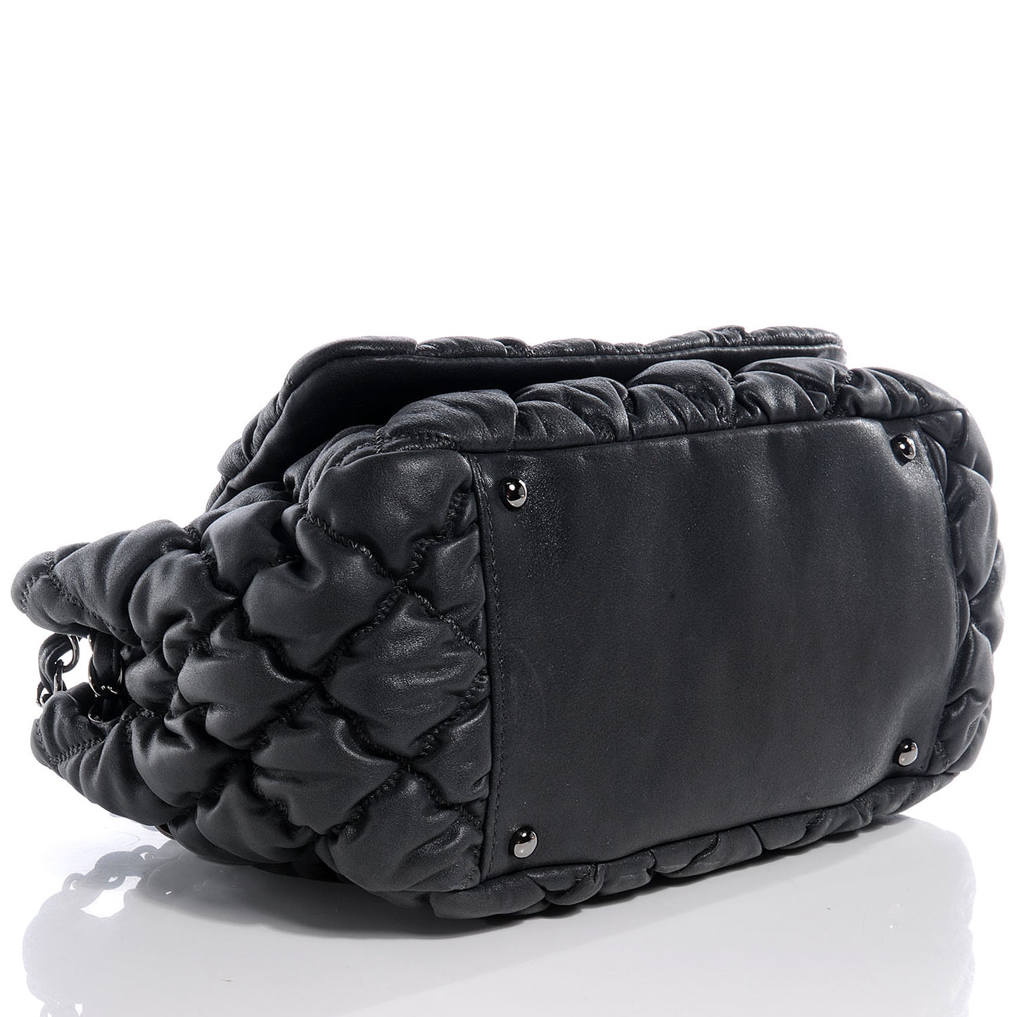 Iridescent Calfskin Bubble Quilt Flap Grey
