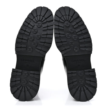 Chanel Calfskin Patent Cap Toe Ankle Boots 38 Black 6 of 9