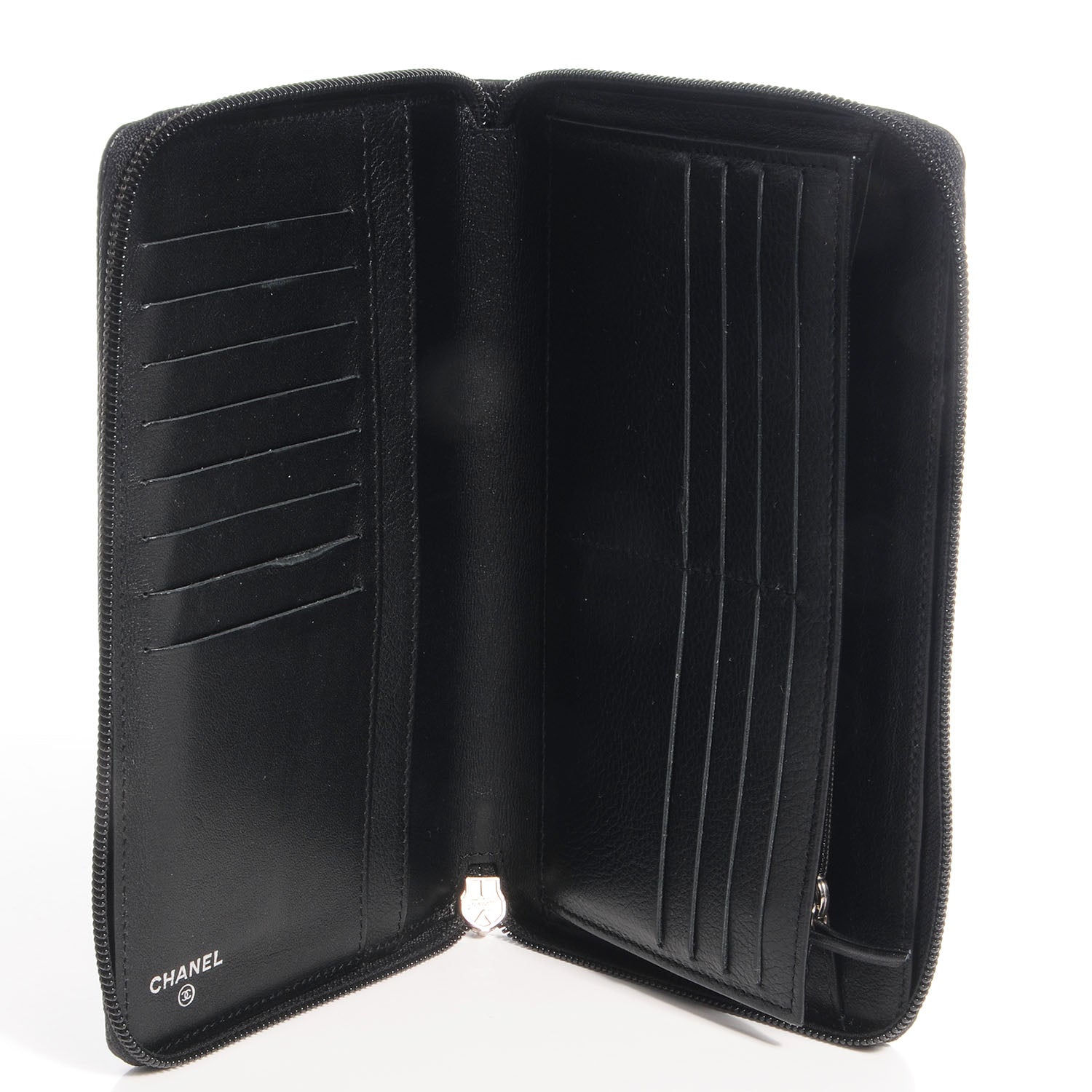 Chanel Caviar CC Large Zip Around Wallet Black 6 of 9