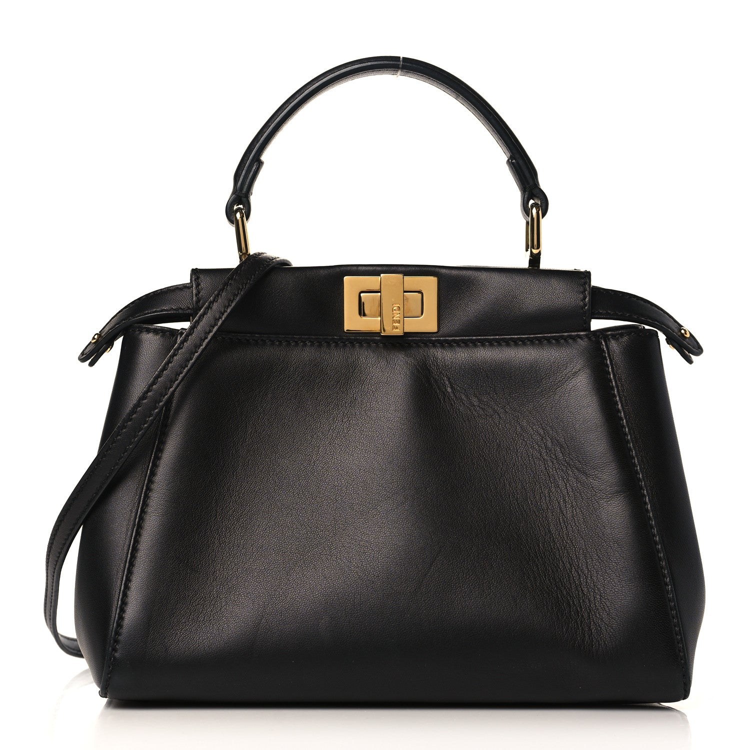 Fendi Nappa Mini Peekaboo Iconic Satchel Black 1 of 8