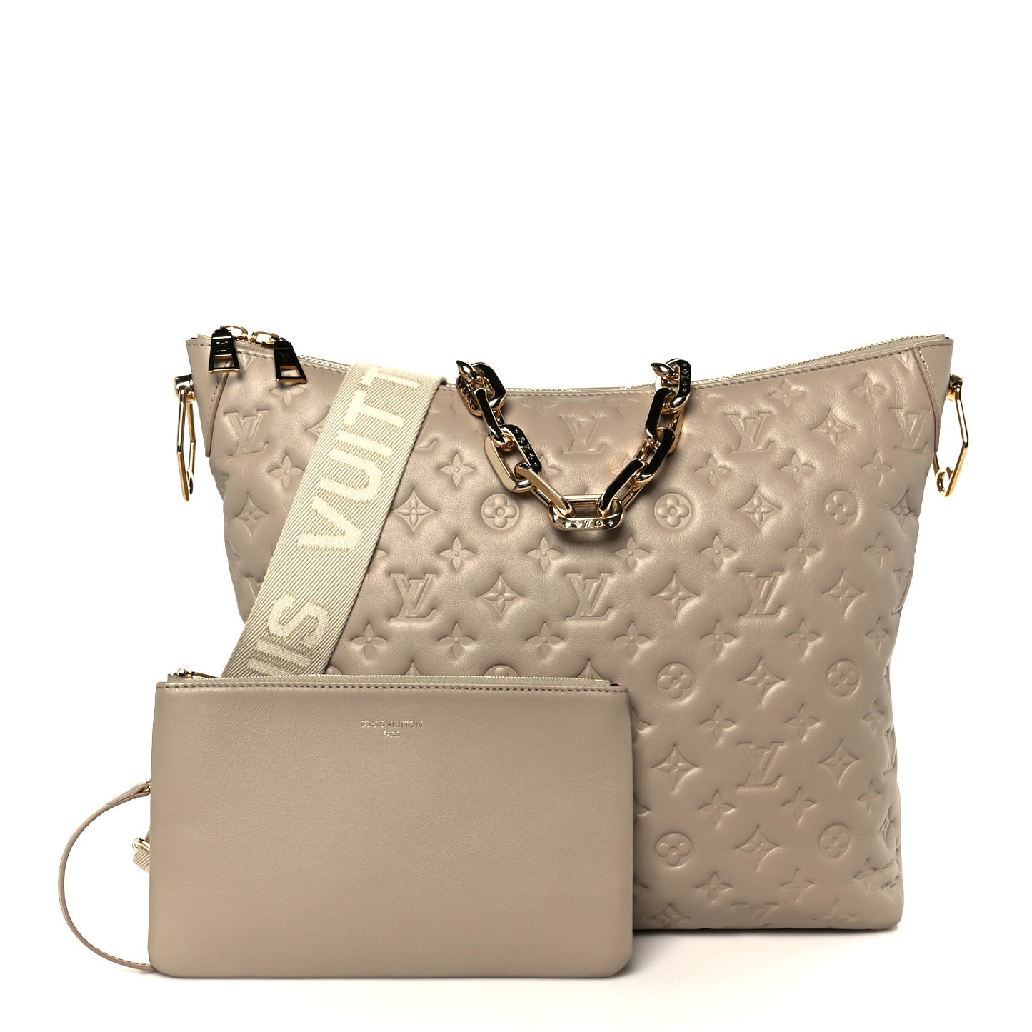 Lambskin Embossed Monogram Coussin Hobo MM Galet