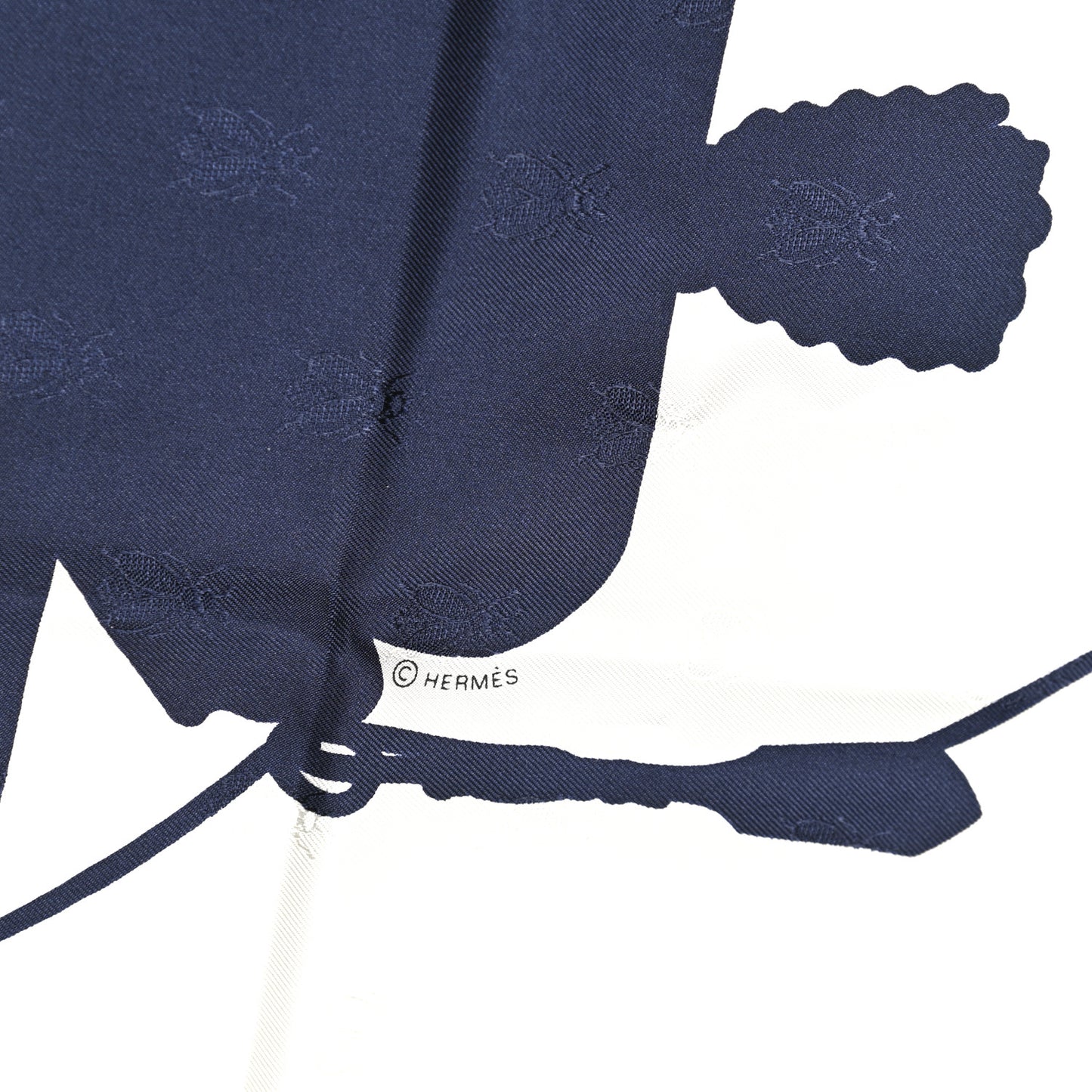Silk Harnais De Cour Tattoo Scarf 90 Marine White