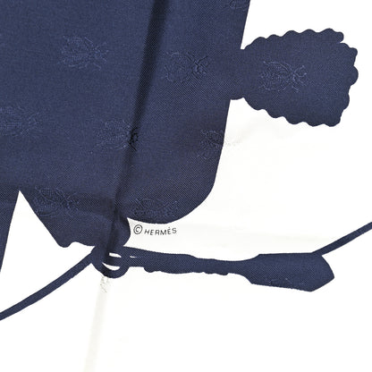 Hermes Silk Harnais De Cour Tattoo Scarf 90 Marine White 4 of 6
