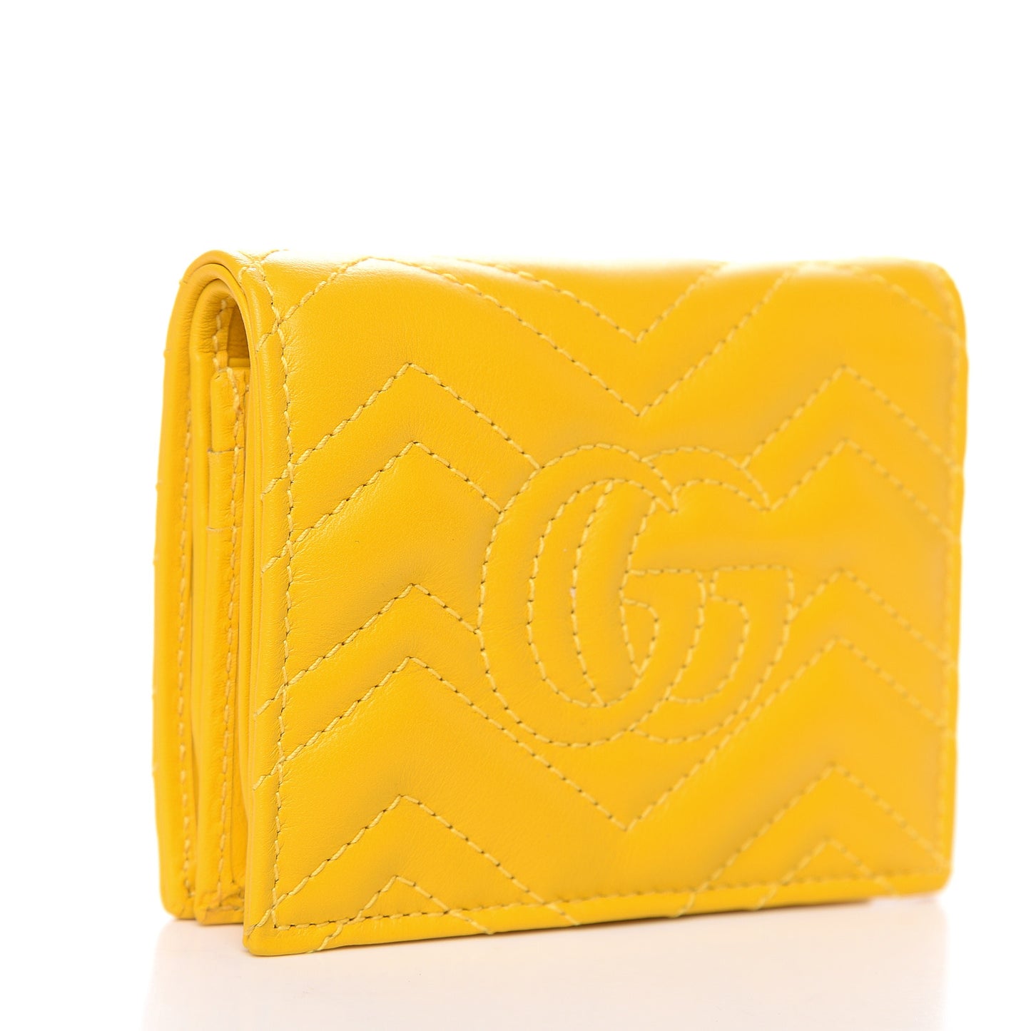 Calfskin Matelasse GG Marmont Card Case Stone Topaz