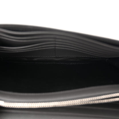 Saint Laurent Grain De Poudre Matelasse Chevron Monogram Chain Wallet Grey White 5 of 11