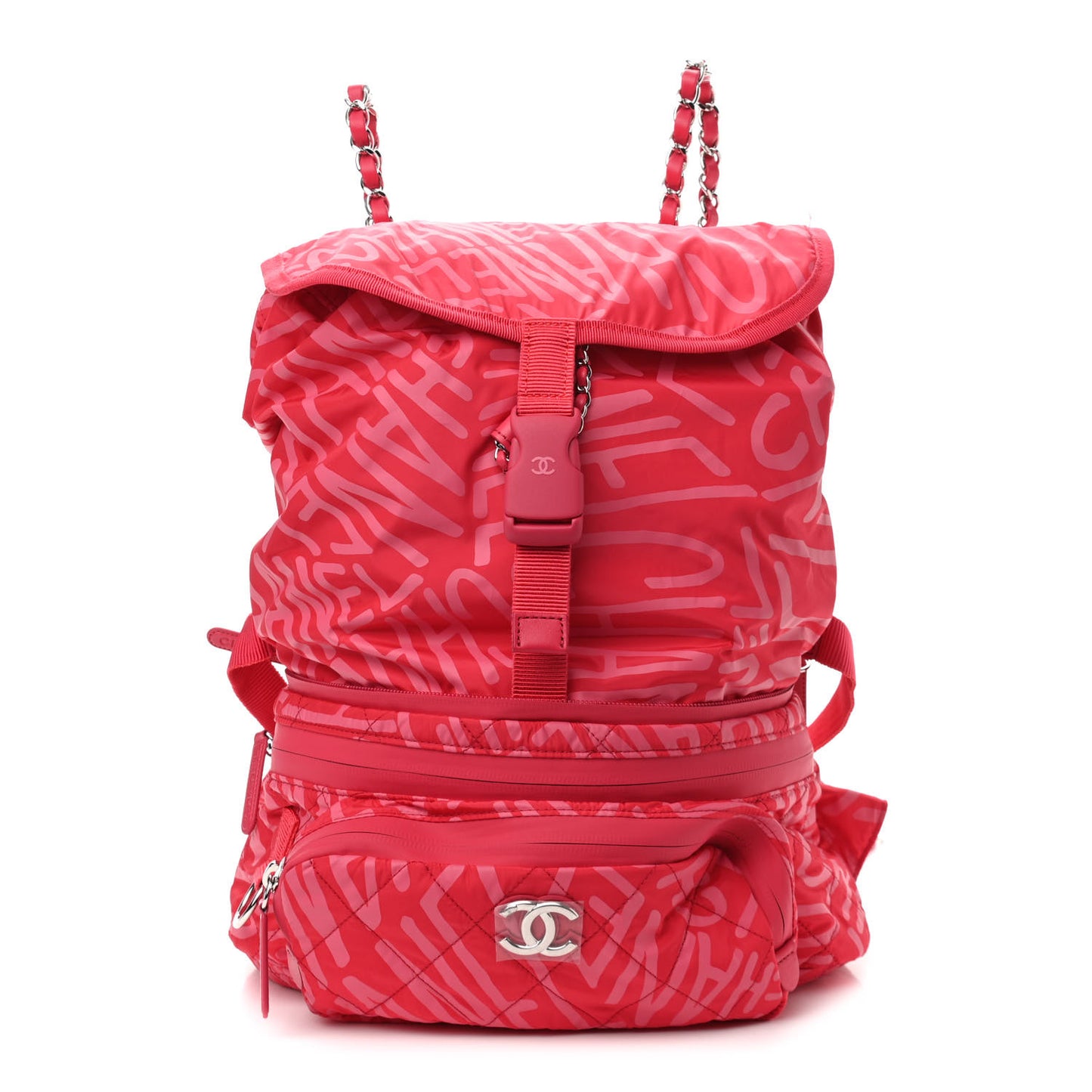 Nylon Printed Quilted Coco Neige Convertible Backpack Pink