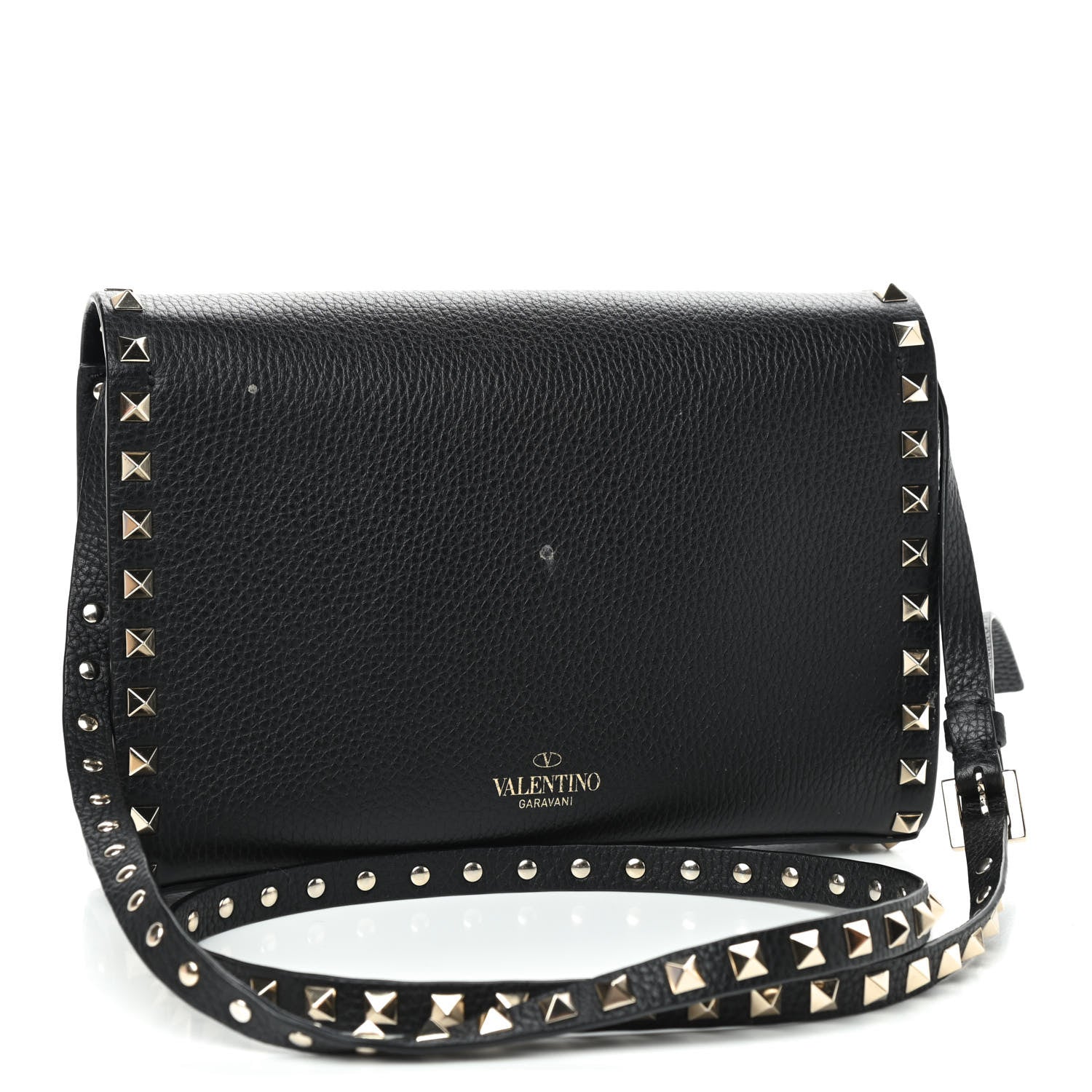 Valentino Garavani Pebbled Calfskin Medium Rockstud Flip Lock Crossbody Bag Black 3 of 11