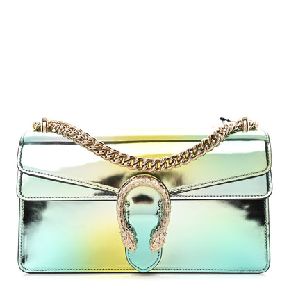 Gucci Piuma Shade Lux Mirrored Calfskin Small Dionysus Shoulder Bag Glacial Yellow Silver 1 of 11