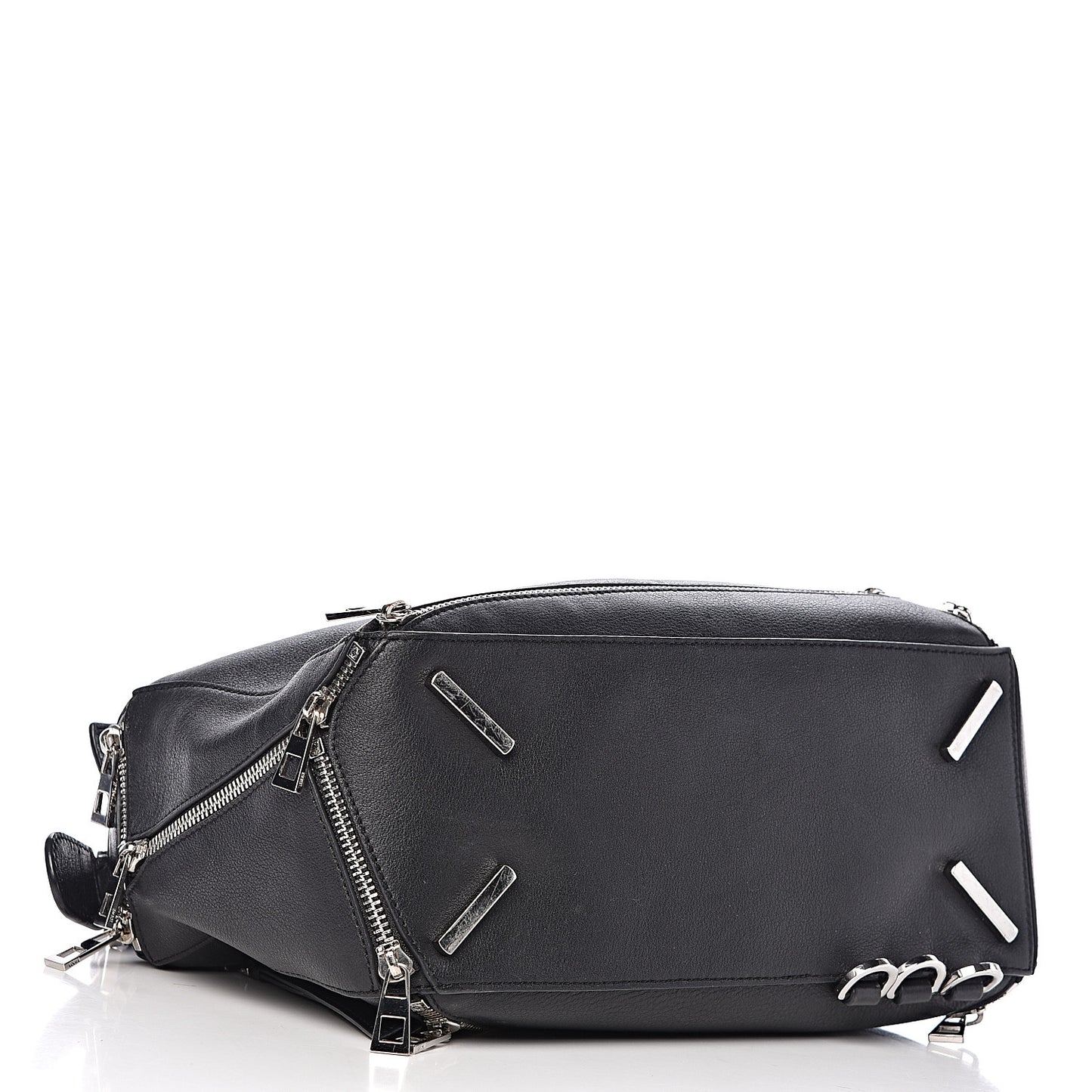 Calfskin Zipper Puzzle Bag Black