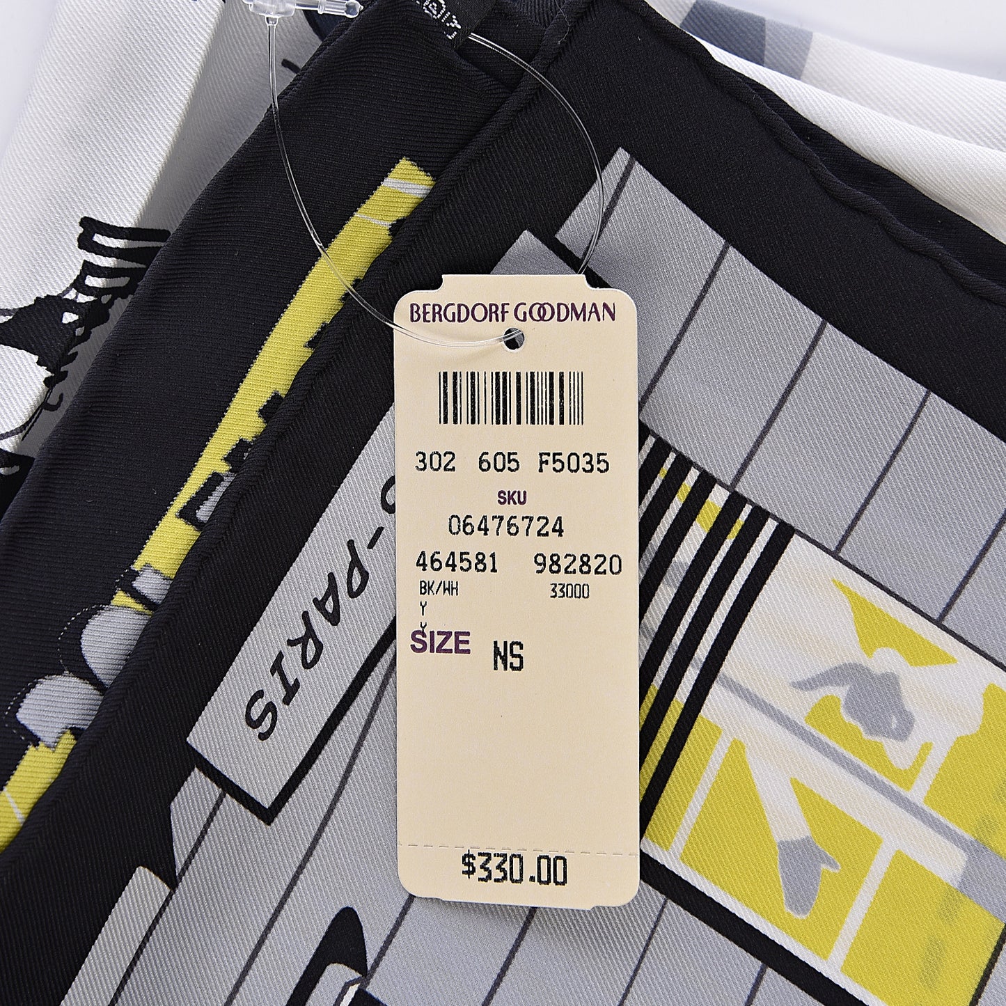 Silk Minuit Au Faubourg Scarf 70 Anthracite Blanc Jaune Vif