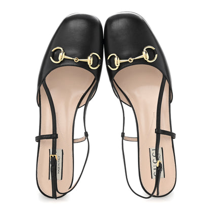 Gucci Malaga Kid Horsebit 70mm Slingback Pumps 40 Black 2 of 11