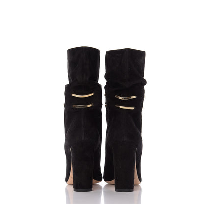 Jimmy Choo Suede Mysen 100 Open Toe Boots 37.5 Black 7 of 10