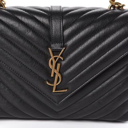Saint Laurent Sheepskin Matelasse Chevron Monogram Medium College Bag Black 9 of 9