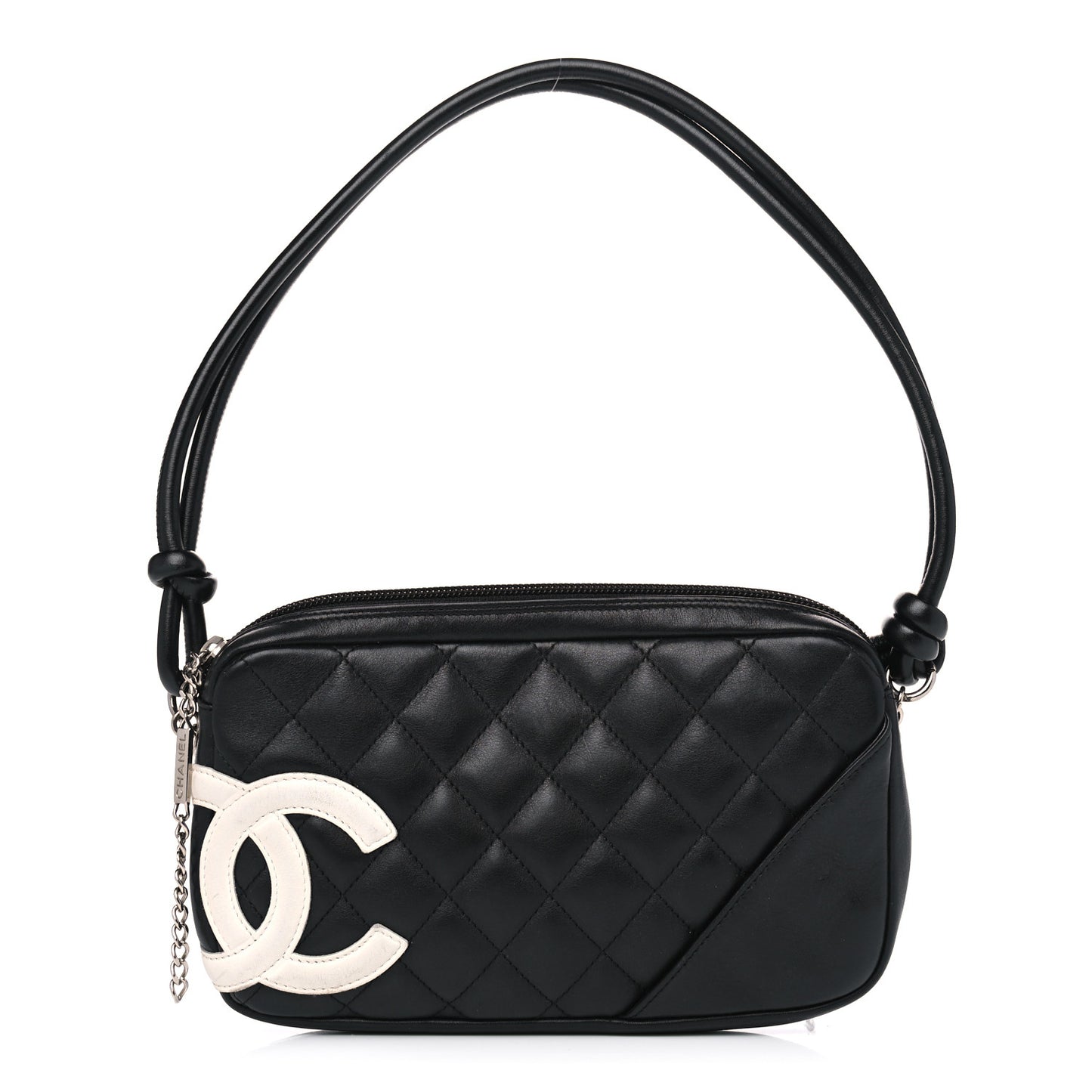 Calfskin Quilted Cambon Pochette Black White