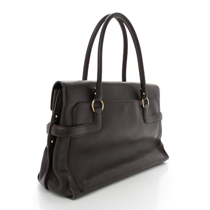 Salvatore Ferragamo Calfskin Gancini Top Handle Satchel Brown 3 of 12