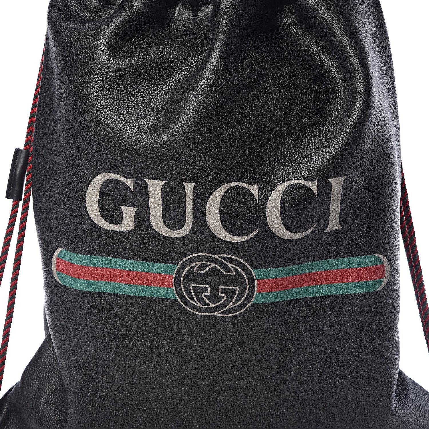 Gucci Calfskin Logo Drawstring Backpack Black 9 of 11