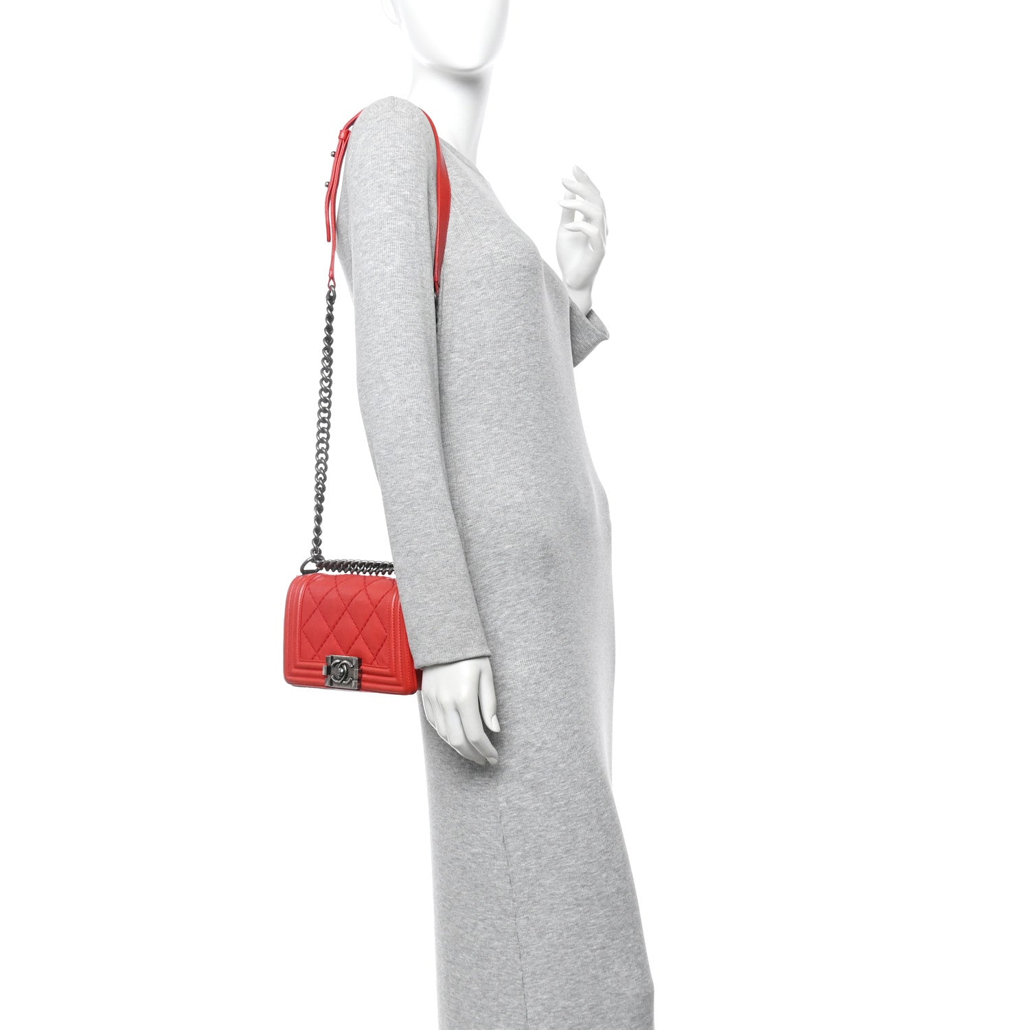 Chanel Calfskin Double Stitch Small Boy Flap Red 2 of 11