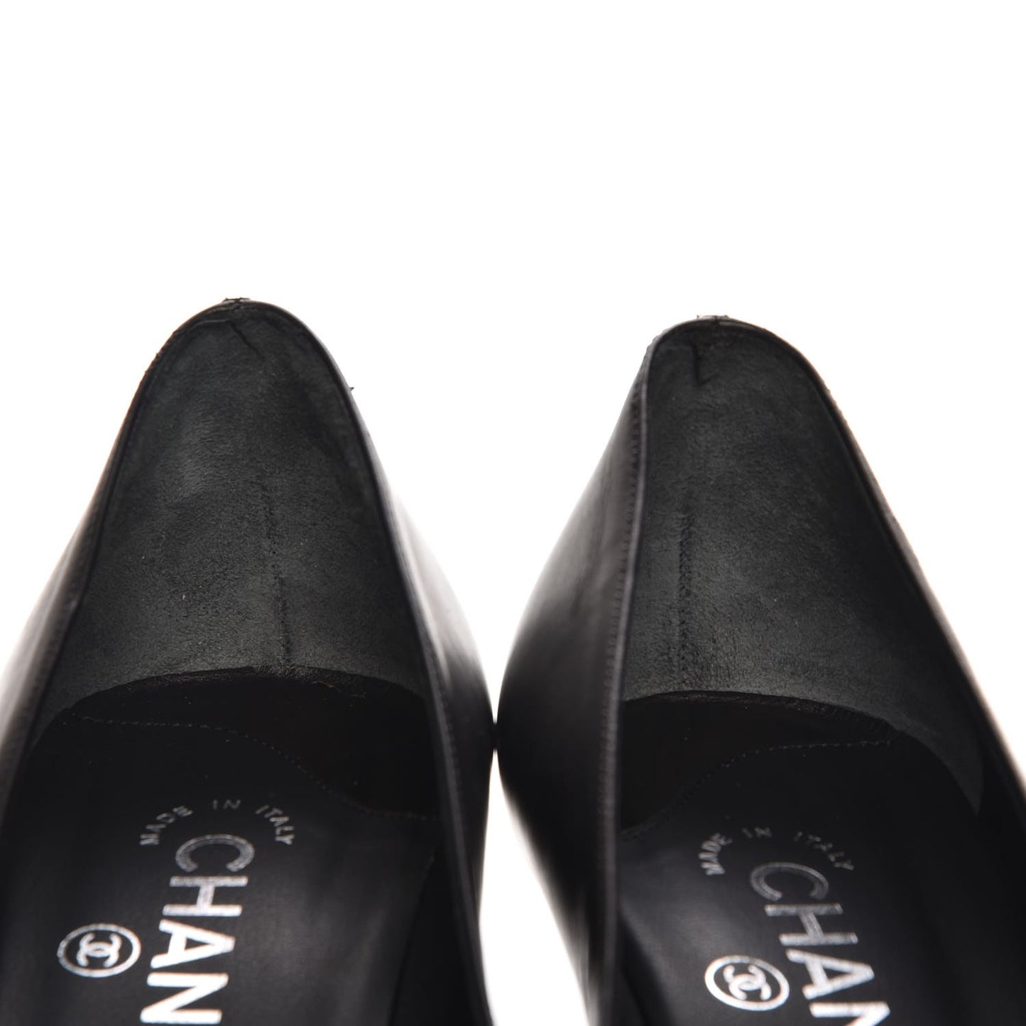 Calfskin Metal Cap Toe CC Pumps 38 Black