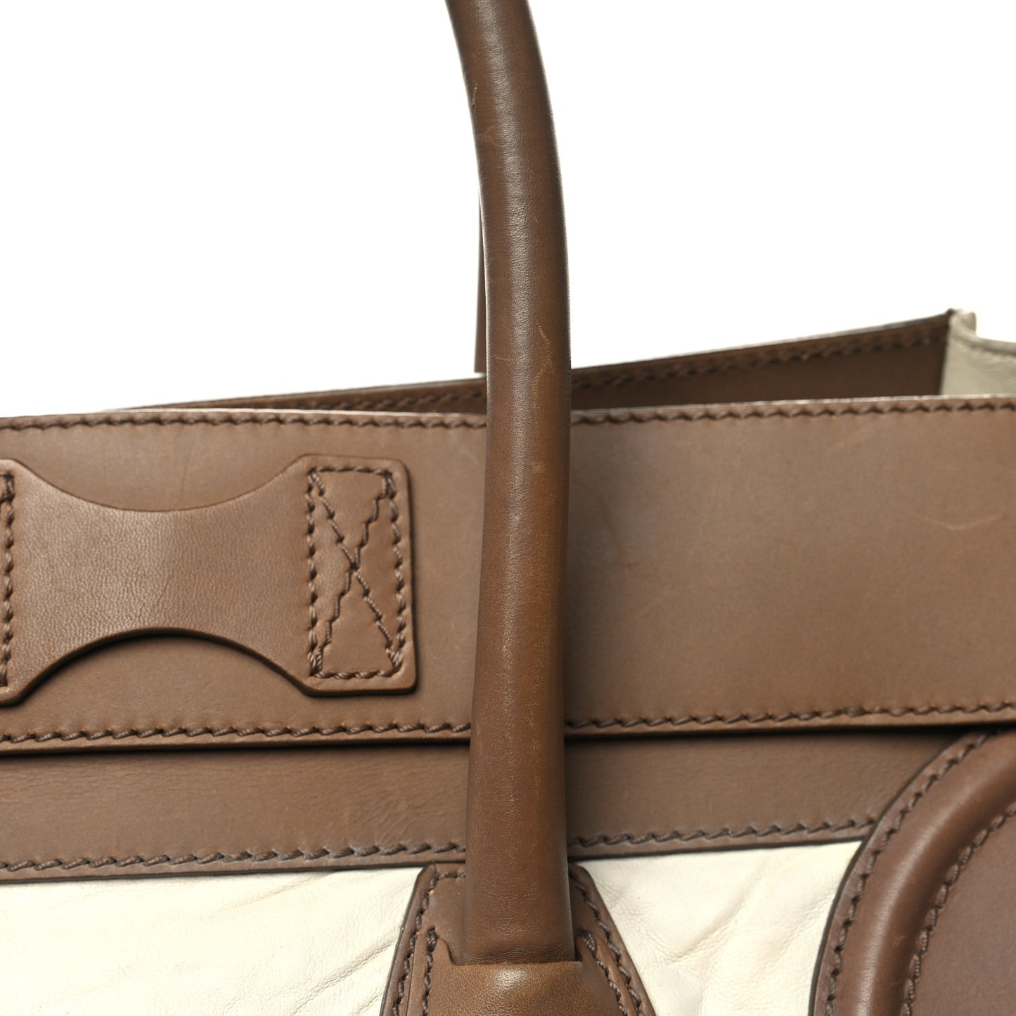 Smooth Calfskin Shrunken Lambskin Mini Tri-Color Luggage Chalk