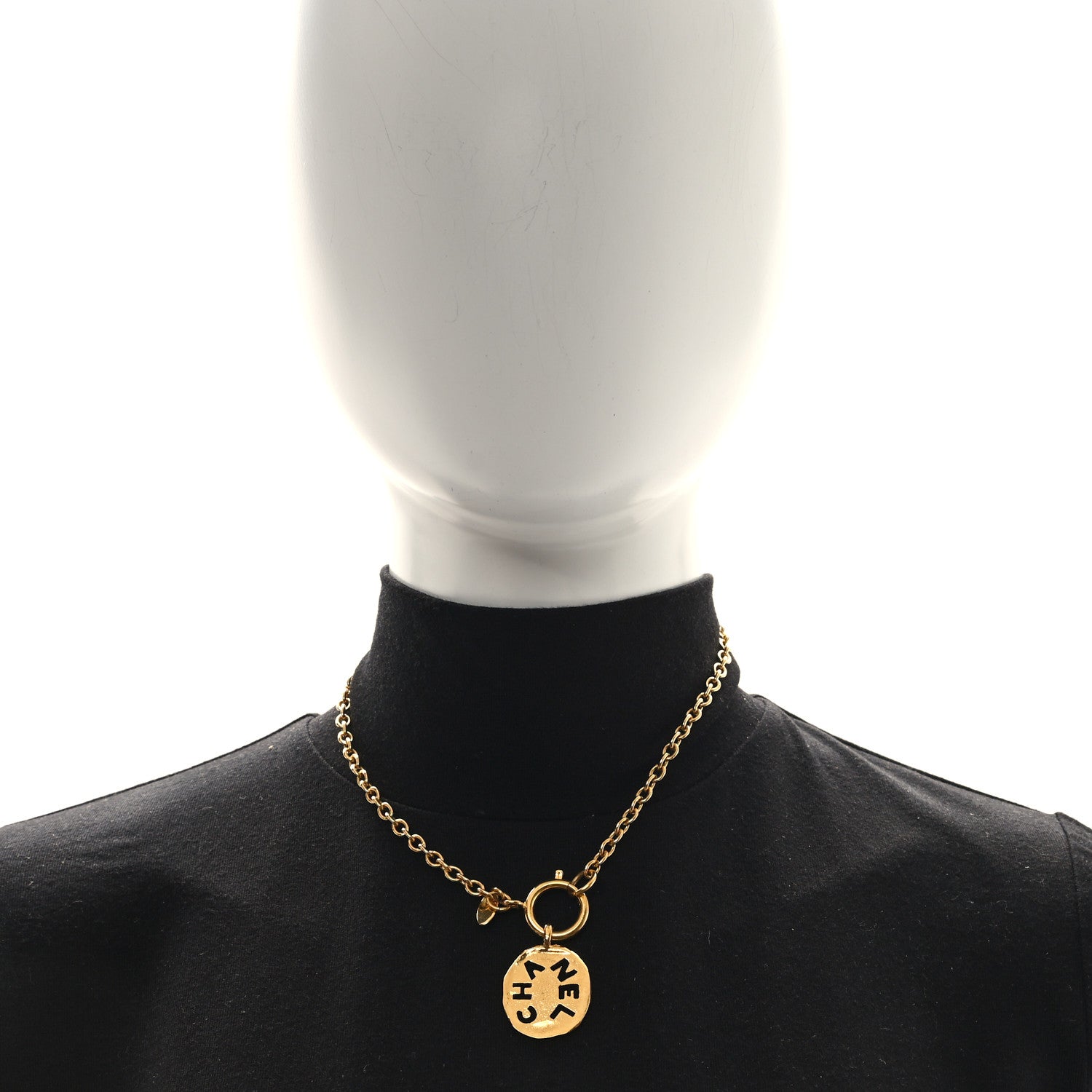 Chanel Logo Cut Out Chain Choker Necklace Gold 2 of 5